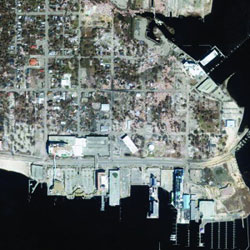 Satellite view of Point Cadet after Katrina